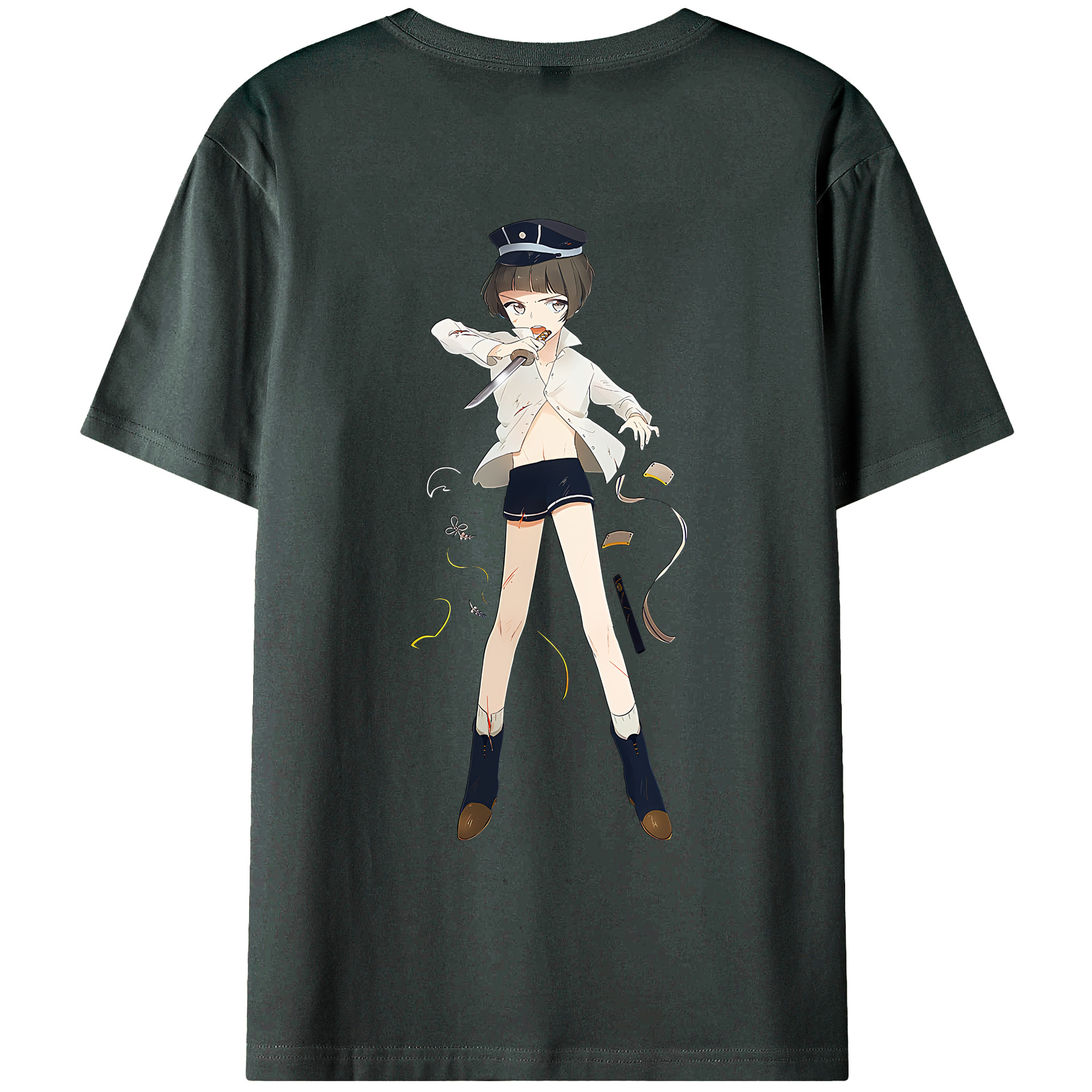 （画像用） 刀剣乱舞 Touken Ranbu 綿100％ メンズ半袖Tシャツ（バックプリント） 通気性